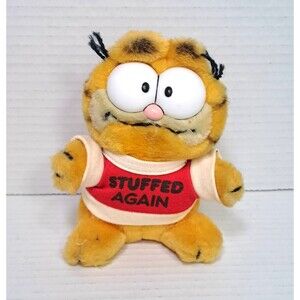 Garfield 5.5" Vintage 1981 Plush Toy Stuffed Animal w/ "Stuffed Again" Shirt